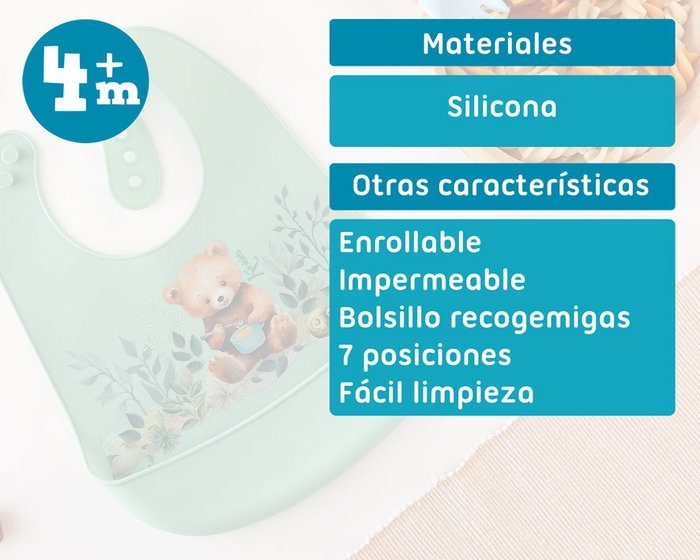 KioKids Bavoir Blandito Silicone Ours Sage
