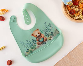 KioKids Bavoir Blandito Silicone Ours Sage