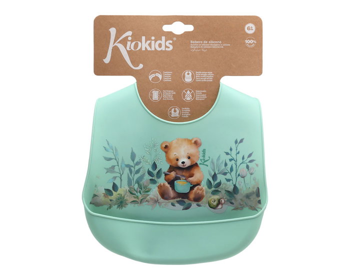 KioKids Bavoir Blandito Silicone Ours Sage