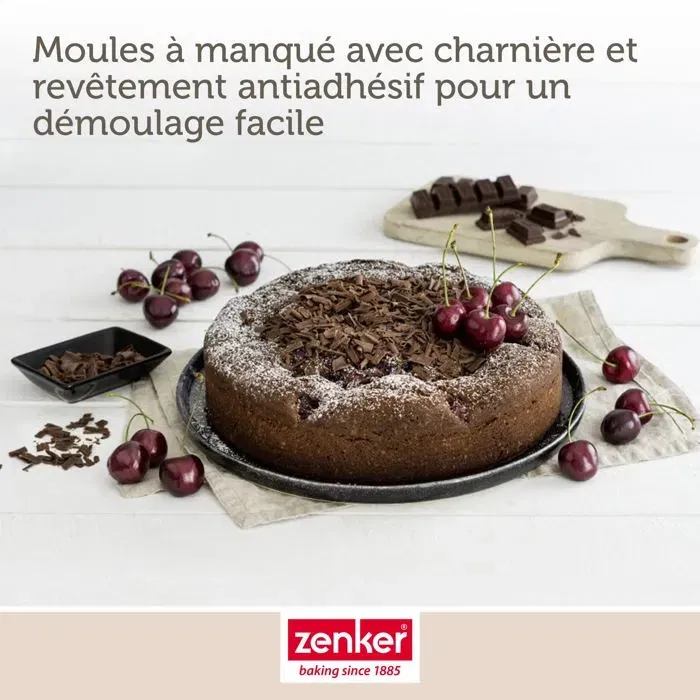 Zenker - Set de 3 Moules à Charnière Ronds Antiadhésifs Noir Métallisé - 20 cm, 24 cm, 28 cm - Pour Gâteaux à Étages Zenker - Set de 3 Moules à Charnière Ronds Antiadhésifs Noir Métallisé - 20 cm, 24 cm, 28 cm - Pour Gâteaux à Étages