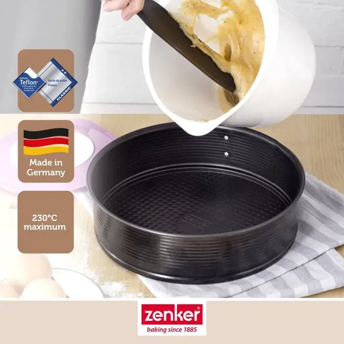 Zenker - Set de 3 Moules à Charnière Ronds Antiadhésifs Noir Métallisé - 20 cm, 24 cm, 28 cm - Pour Gâteaux à Étages Zenker - Set de 3 Moules à Charnière Ronds Antiadhésifs Noir Métallisé - 20 cm, 24 cm, 28 cm - Pour Gâteaux à Étages