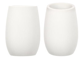 Berilo Vas Poliresina Bain Blanc Rayures 8x11x8 cm (Set de 12)
