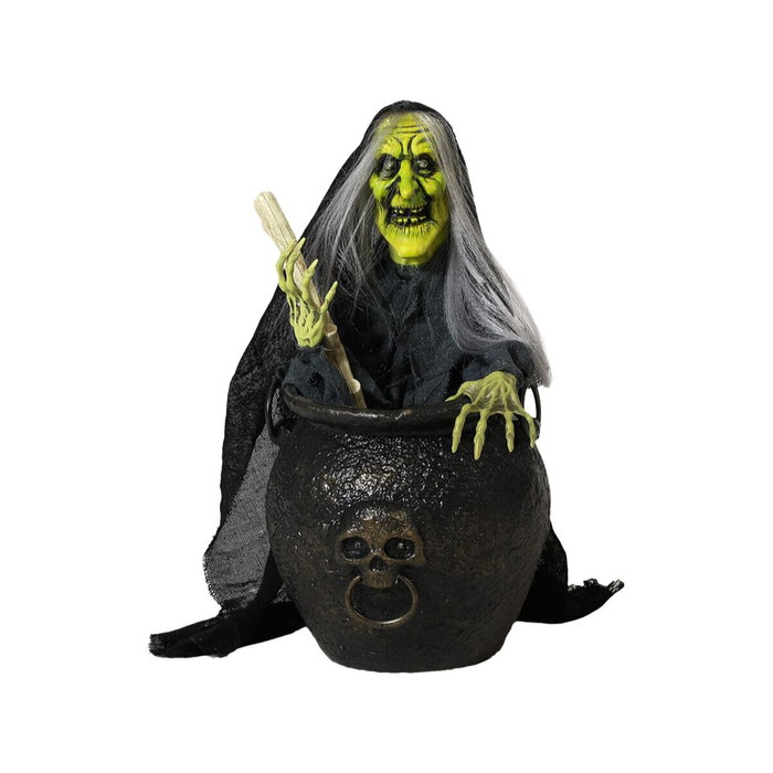 BigBuy Carnival Décoration d'Halloween Sorcière avec chaudron, lumière, son et mouvement