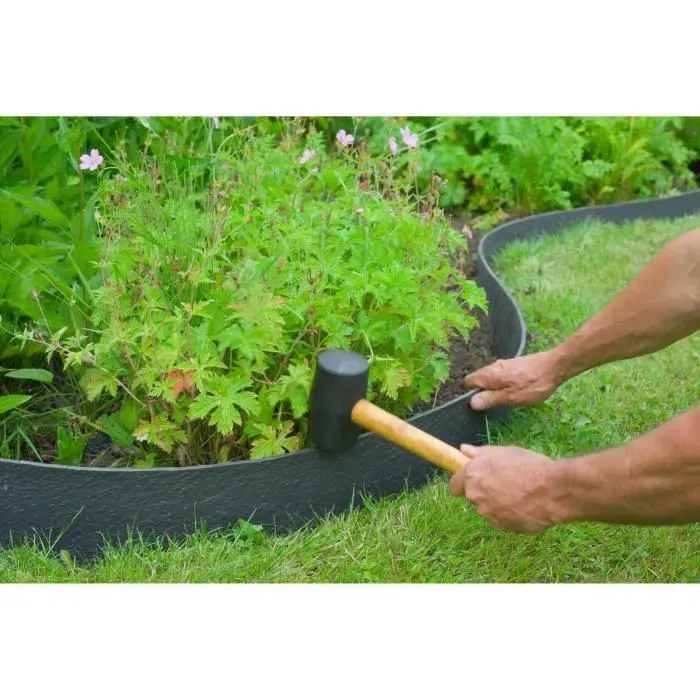 Nature Bordure de jardin roulante 446388, 12 m x 12 cm, épaisseur 5 mm, couleur noir, pour allées, potagers et pelouses
