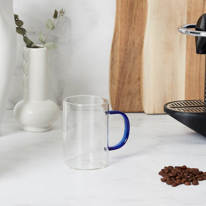 Home Deco Factory Mug en verre borosilicato 300 ml avec anse colorée