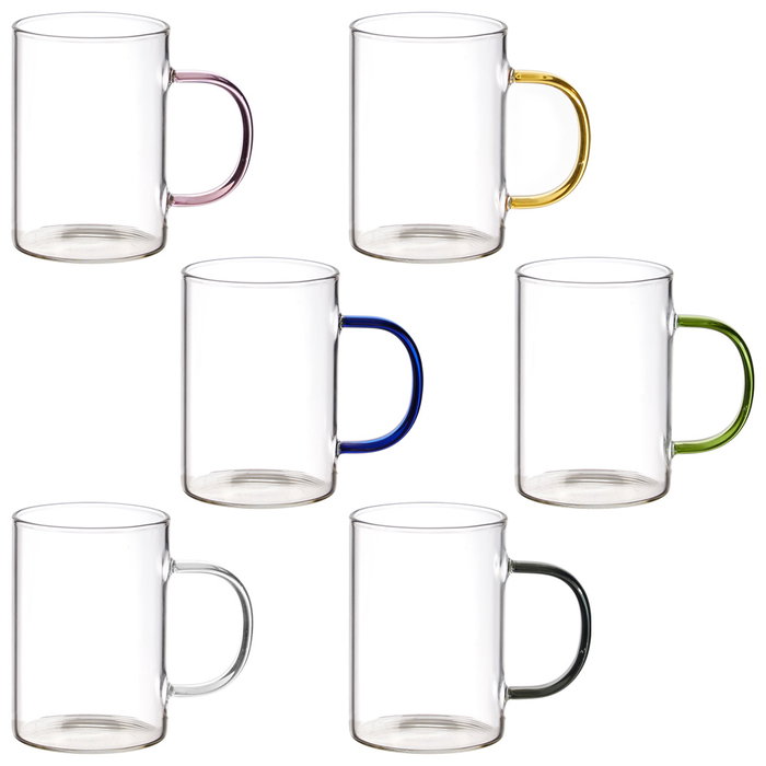 Home Deco Factory Mug en verre borosilicato 300 ml avec anse colorée