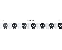 Guirlande de Halloween 300 cm avec crânes blancs et noirs