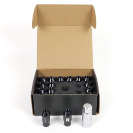 OMP SPEED Jeu de 20 écrous en aluminium M14x1.5 noir, clé de 19 mm, longueur 40 mm