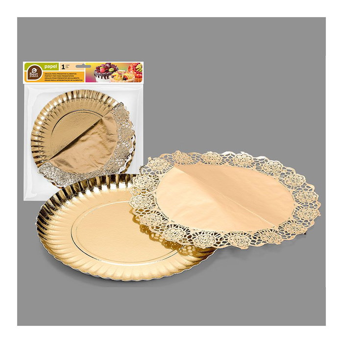 Best Products Bandeja ronde avec bordure dorée Ø23 cm
