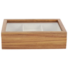 Home Deco Factory Boîte à bijoux avec séparateurs en bois d'acacia et verre