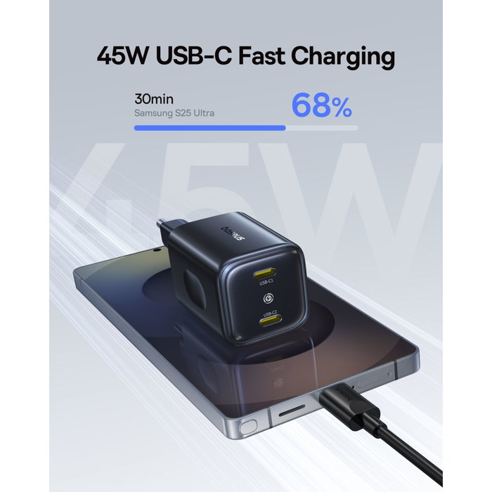 Baseus PicoGo AN13 Chargeur Rapide 45W USB-C Noir