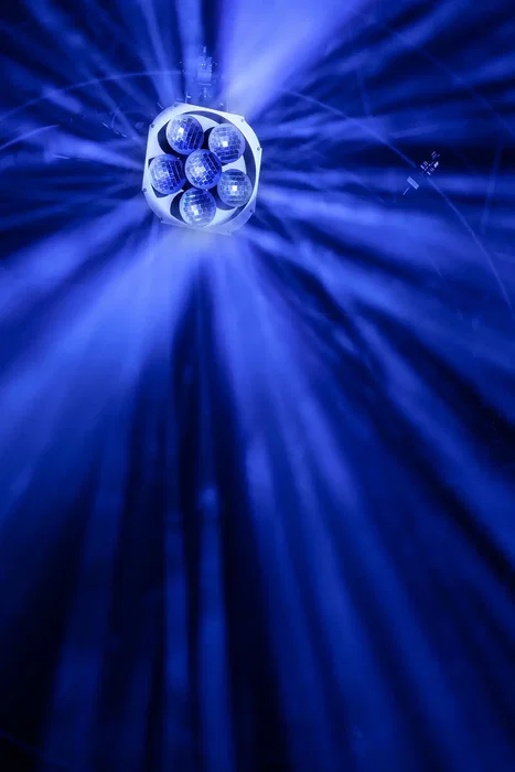 ALGAMLIGHT Effet Boule à Miroirs Motorisé, 6 disques, 20 W, DMX, avec câble et élingue