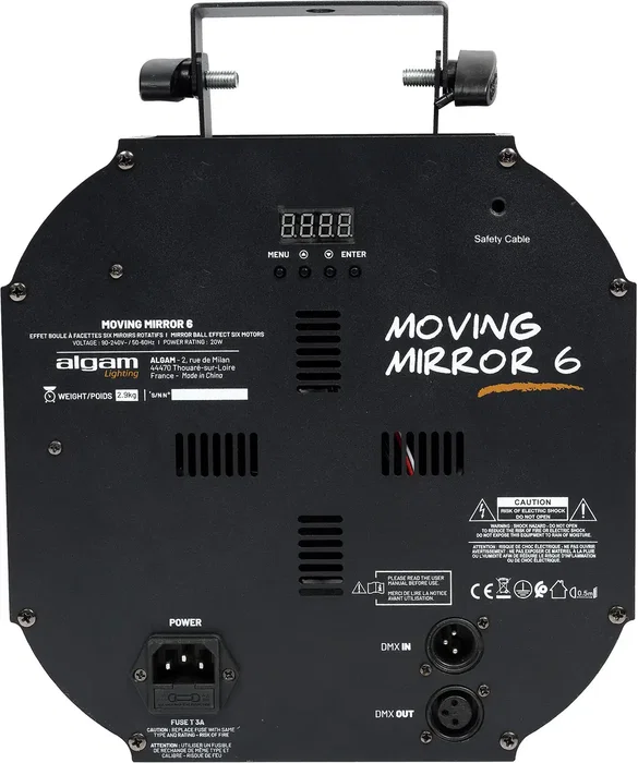 ALGAMLIGHT Effet Boule à Miroirs Motorisé, 6 disques, 20 W, DMX, avec câble et élingue