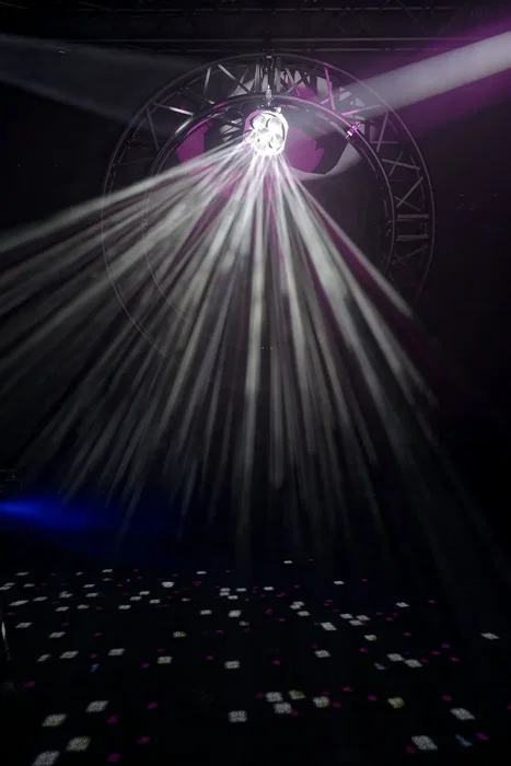 ALGAMLIGHT Effet Boule à Miroirs Motorisé, 6 disques, 20 W, DMX, avec câble et élingue