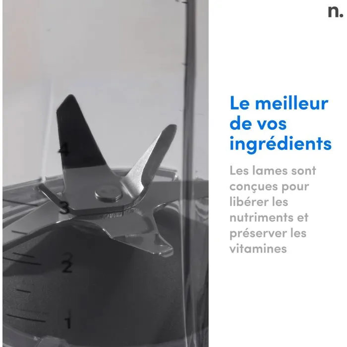 Nutribullet Blender Combo NBF500DG - Blender 1200W - Pichet Sans BPA 1.65L - 2 tasses et couvercles de voyage inclus - Noir - 3 vitesses, fonction pulse et programme Extract