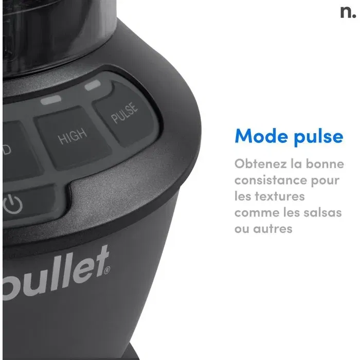 Nutribullet Blender Combo NBF500DG - Blender 1200W - Pichet Sans BPA 1.65L - 2 tasses et couvercles de voyage inclus - Noir - 3 vitesses, fonction pulse et programme Extract
