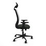 Chaise Zulema Synchro 3 positions tissu Noir Maille Blanc Base en nylon noir Accoudoir 2D Appui-tête Roulettes 65mm nylon