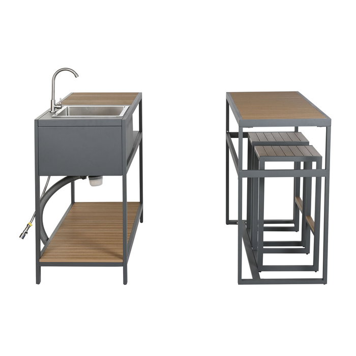 Meuble de cuisine Home ESPRIT Gris Naturel 127 x 100 x 90 cm 127 x 100 x 95 cm Meuble de cuisine Home ESPRIT Gris Naturel 127 x 100 x 90 cm 127 x 100 x 95 cm