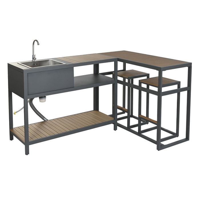 Meuble de cuisine Home ESPRIT Gris Naturel 127 x 100 x 90 cm 127 x 100 x 95 cm Meuble de cuisine Home ESPRIT Gris Naturel 127 x 100 x 90 cm 127 x 100 x 95 cm