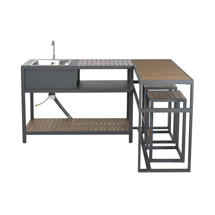 Meuble de cuisine Home ESPRIT Gris Naturel 127 x 100 x 90 cm 127 x 100 x 95 cm Meuble de cuisine Home ESPRIT Gris Naturel 127 x 100 x 90 cm 127 x 100 x 95 cm