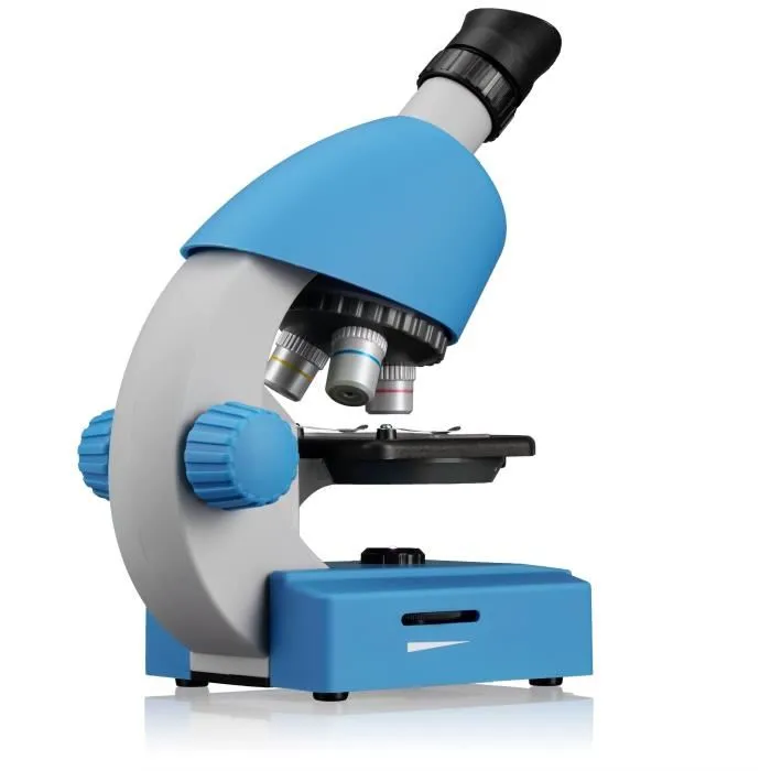 Bresser Microscope Junior - Grossissement 40x à 640x avec Éclairage LED - Kit d'Expérimentation pour Enfants à partir de 8 ans - Compact et sur Piles