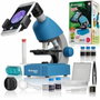 Bresser Microscope Junior 40x-640x Bleu avec kit d'expérimentation et éclairage LED
