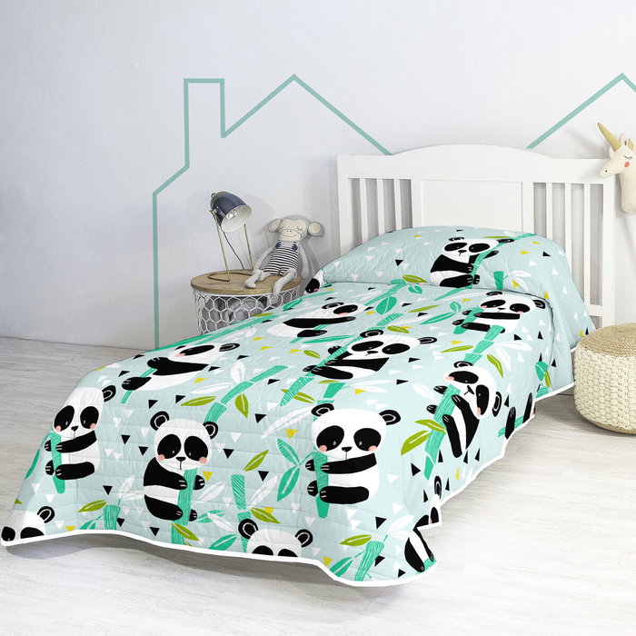 Couvre-lit HappyFriday Moshi Moshi Bleu 180 x 260 cm Ours Panda