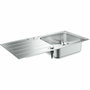 GROHE Évier K500 60-S 100/50 1.0 rev en acier inoxydable