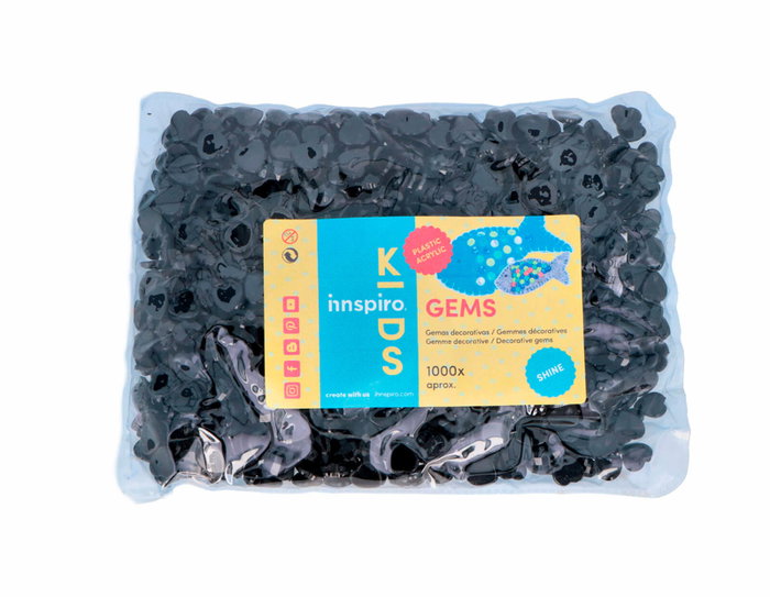 Innspiro Gemmes décoratives acryliques cœur noir opaque 10x10mm, 1000 unités env. Innspiro Gemmes décoratives acryliques cœur noir opaque 10x10mm, 1000 unités env.