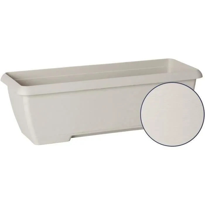 GARDEN ID Teramo - Jardinière en pierre reconstituée blanc 60 cm (13,2 L) avec réserve d'eau intégrée - En polypropylène recyclé et recyclable