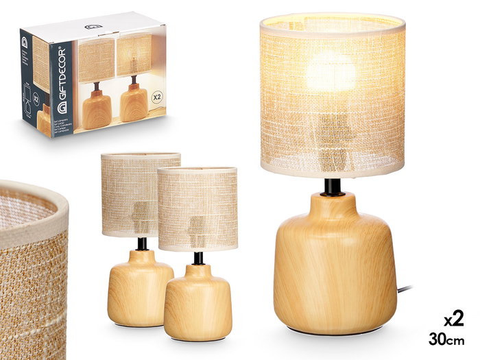 Giftdecor Lot de 2 Lampes de Table Rondes en Céramique Métal et Plastique Marron 29x21x14 cm (Set de 6) Giftdecor Lot de 2 Lampes de Table Rondes en Céramique Métal et Plastique Marron 29x21x14 cm (Set de 6)