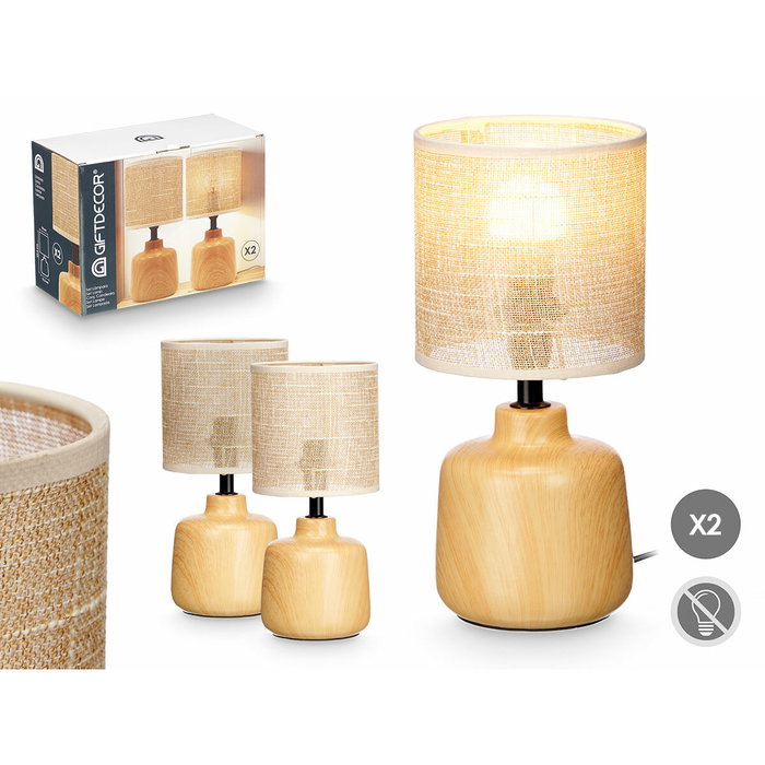 GIFTDECOR Set de 2 lampes de table rondes Marron GIFTDECOR Set de 2 lampes de table rondes Marron