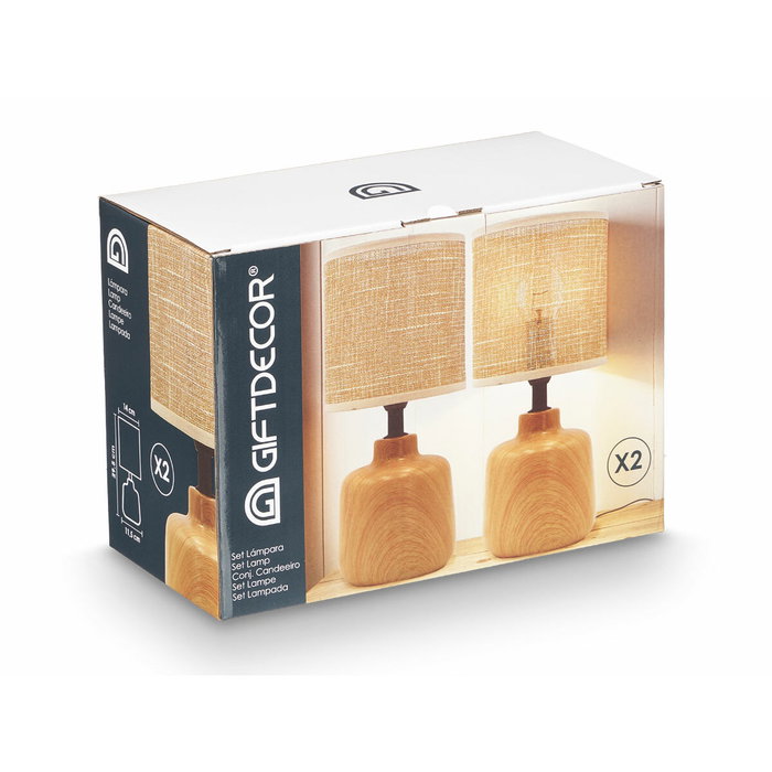 GIFTDECOR Set de 2 lampes de table rondes Marron GIFTDECOR Set de 2 lampes de table rondes Marron