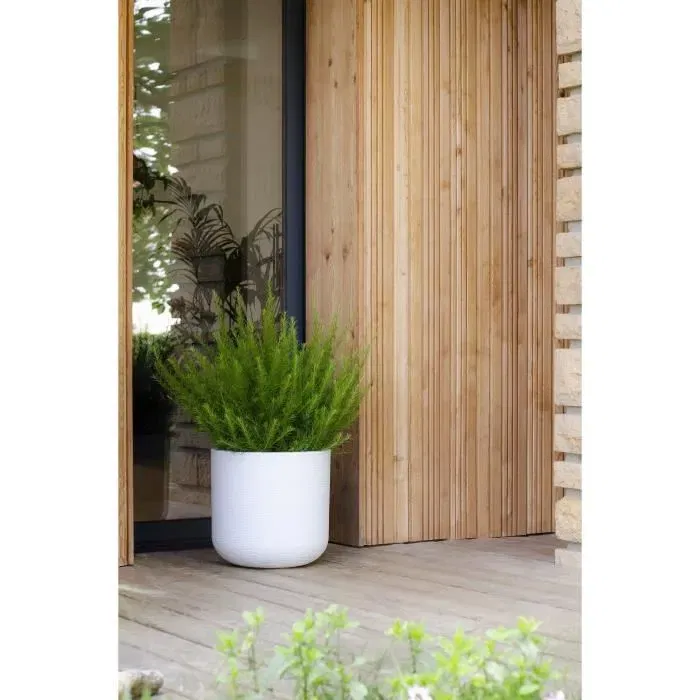 EDA Graphit Up Bac à fleurs rond 38.5 x 36.8 cm - 32.5 L - 40 cm - Blanc cérusé pour terrasse et jardin