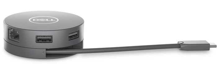 Dell Adaptateur multiport 6-en-1 USB-C, HDMI, DisplayPort, RJ-45, USB-A/C, 90W, Argent