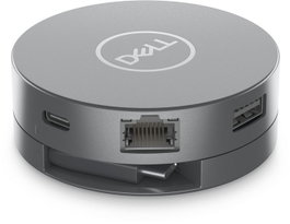Dell Adaptateur multiport 6-en-1 USB-C, HDMI, DisplayPort, RJ-45, USB-A/C, 90W, Argent