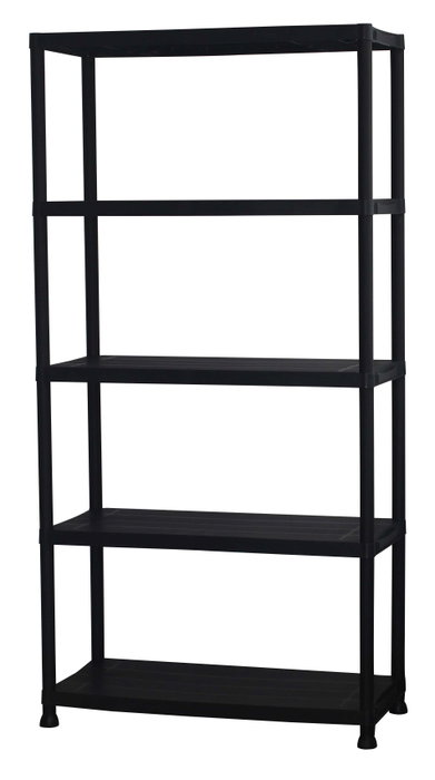 Marbueno 10539 Étagère 5 étagères Plastique Noir 90x40x180 cm Jardin Extérieur