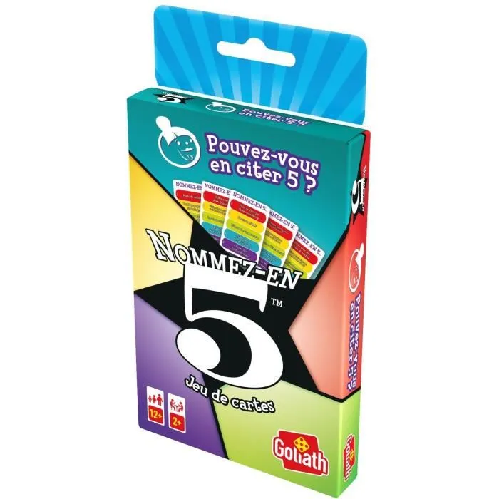 Goliath - Jeu de cartes d'ambiance 'Nommez-en 5' - A partir de 8 ans - Pour 2 joueurs et plus - Partie de 30 min
