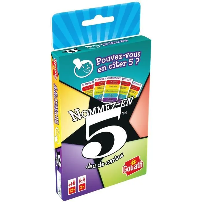Goliath - Jeu de cartes d'ambiance 'Nommez-en 5' - A partir de 8 ans - Pour 2 joueurs et plus - Partie de 30 min