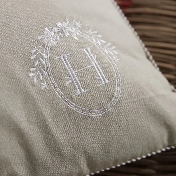 Today Coussin brodé 40 x 40 cm Charme - Housse 100% coton, garnissage polyester - Collection Berenice - Déco salon élégante