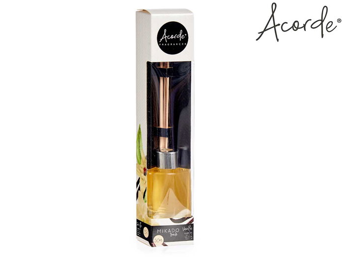 ACORDE Mikado Vainilla 30 ml Diffuseur à Bâtonnets Verre et Rotin 4,4x7,9x2,9 cm (Set de 24)