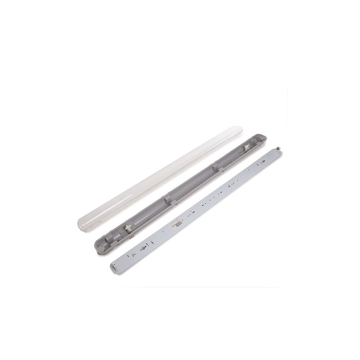 Équipement étanche IP65 pour 1 x tube LED 1500mm ABS/PC clips inox Équipement étanche IP65 pour 1 x tube LED 1500mm ABS/PC clips inox