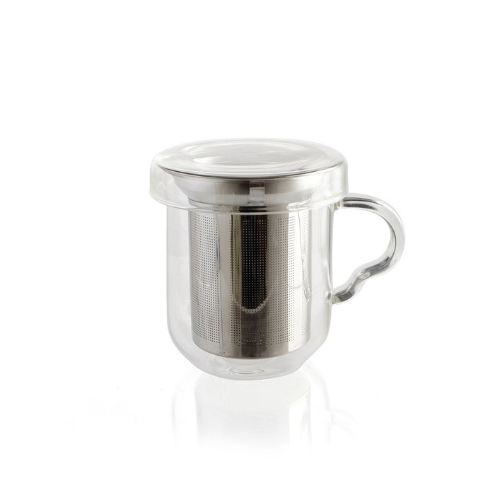 Tasse avec filtre pour infusions Quid Serenia Transparent verre Acier inoxydable 350 ml (12 Unités)