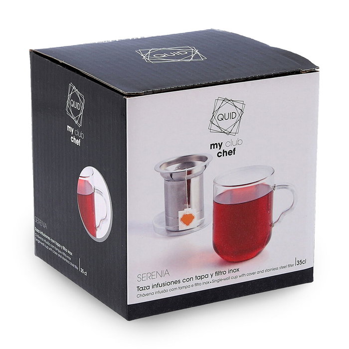 Tasse avec filtre pour infusions Quid Serenia Transparent verre Acier inoxydable 350 ml (12 Unités)
