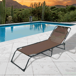 Marbueno Tumbona Plegable en Acier avec Coussin pour Jardin et Piscine 190x58x27 cm Marron 10001