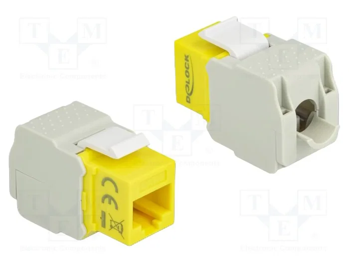 DELOCK Module RJ45 Keystone Cat 6a gris et jaune DELOCK Module RJ45 Keystone Cat 6a gris et jaune