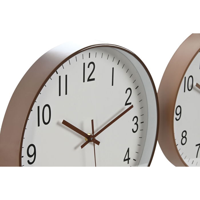 Horloge Murale Home ESPRIT Blanc Marron Naturel PVC 30 x 4 x 30 cm (2 Unités)