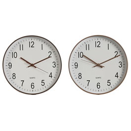 Horloge Murale Home ESPRIT Blanc Marron Naturel PVC 30 x 4 x 30 cm (2 Unités)