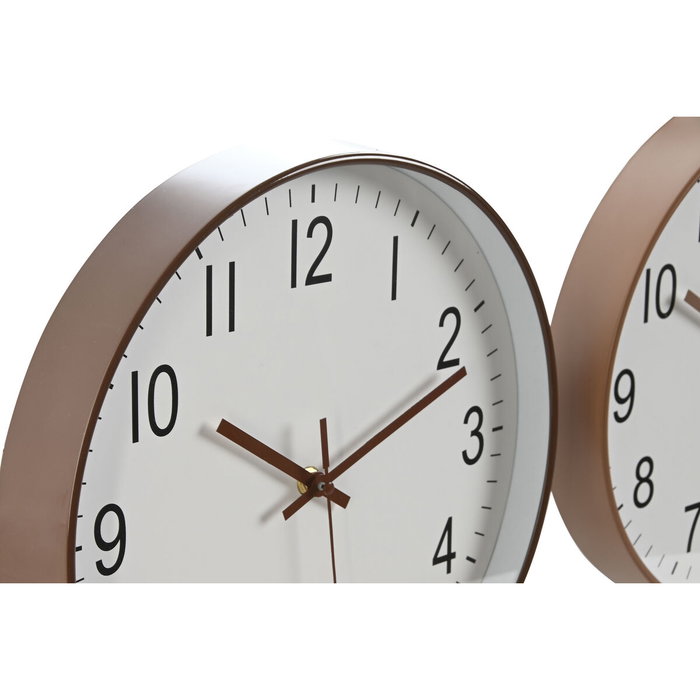 Horloge Murale Home ESPRIT Blanc Marron Naturel PVC 30 x 4 x 30 cm (2 Unités)