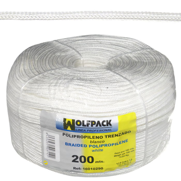 WOLFPACK LINEA PROFESIONAL Corde tressée en polypropylène blanche (200 m) WOLFPACK LINEA PROFESIONAL Corde tressée en polypropylène blanche (200 m)